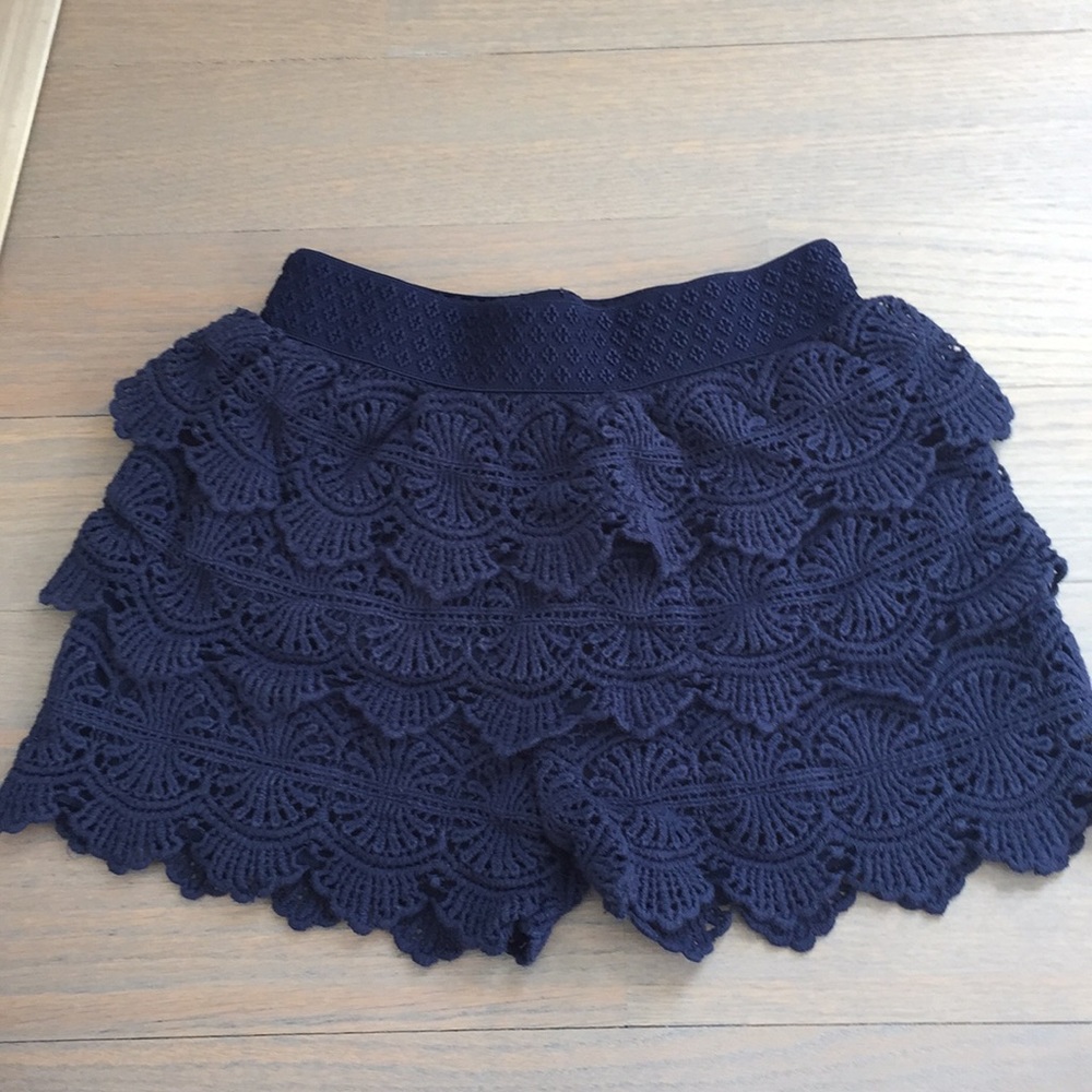 Navy chrochet style girls shorts